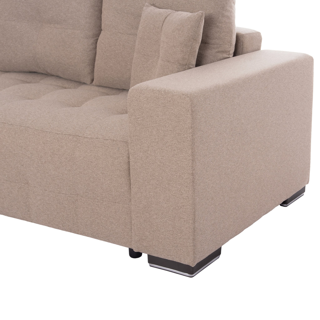 ΓΩΝΙΑΚΟΣ ΚΑΝΑΠΕΣ-ΚΡΕΒΑΤΙ ΜΕ ΑΠΟΘ.ΧΩΡΟ TRENDSTON HM3302.03L ΜΠΕΖ ΥΦΑΣΜΑ 298x177x95Υεκ
