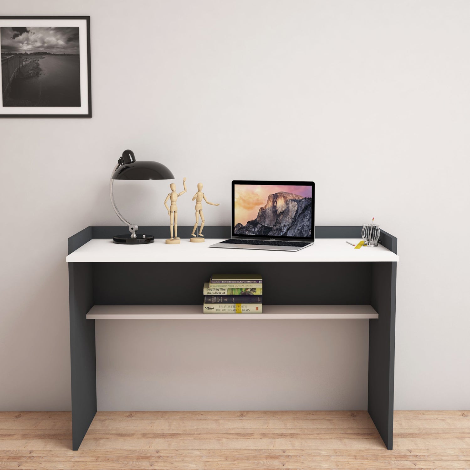 ΓΡΑΦΕΙΟ ΜΕΛΑΜΙΝΗΣ ΓΚΡΙ ΛΕΥΚΟ CLASSIKER HM9227.13 118x58x80Υεκ.