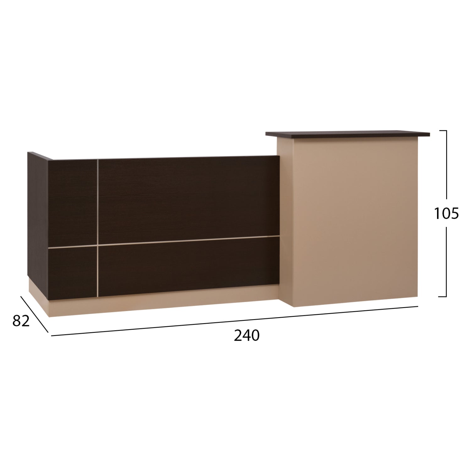 ΓΡΑΦΕΙΟ ΥΠΟΔΟΧΗΣ DALTON HM2068.01 ΜΕΛΑΜΙΝΗ ΣΕ WENGE-ΜΠΕΖ 240x80x106Υεκ.