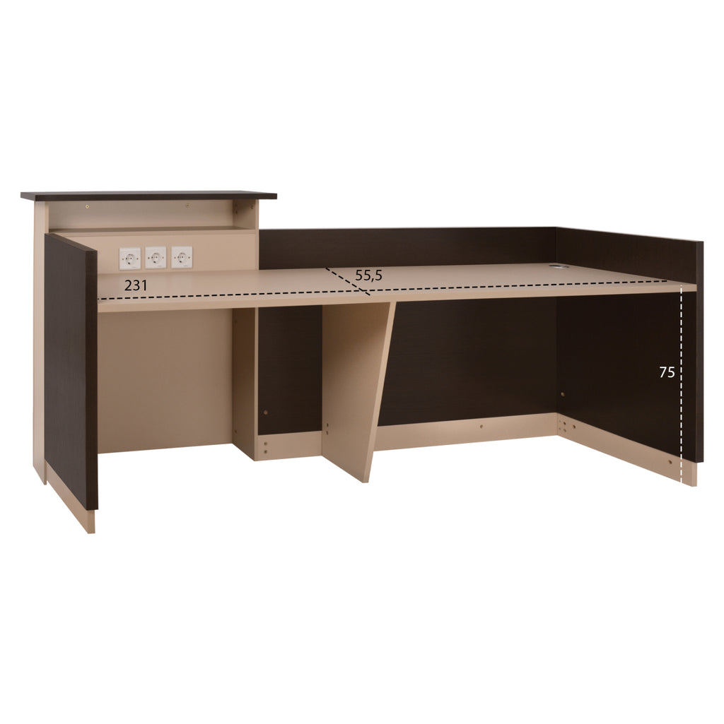 ΓΡΑΦΕΙΟ ΥΠΟΔΟΧΗΣ DALTON HM2068.01 ΜΕΛΑΜΙΝΗ ΣΕ WENGE-ΜΠΕΖ 240x80x106Υεκ.