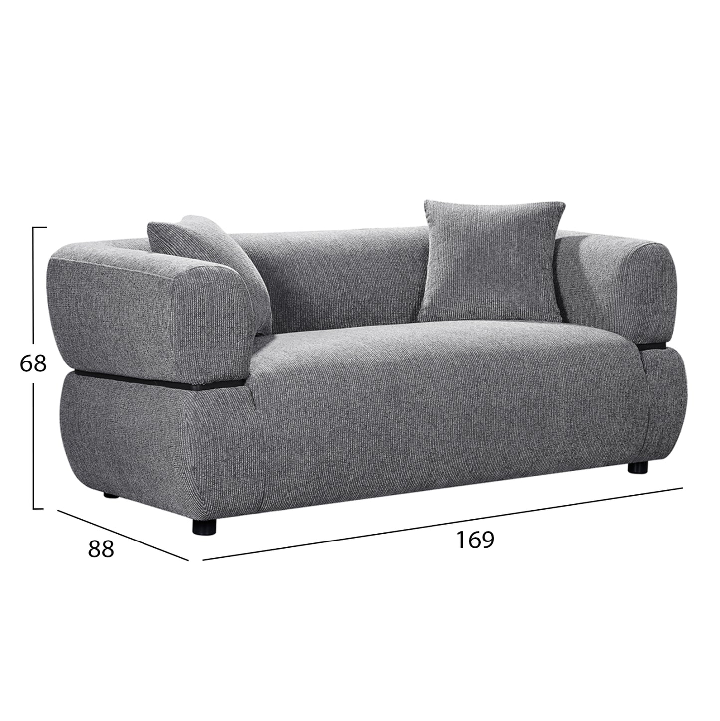 ΚΑΝΑΠΕΣ 2-ΘΕΣΙΟΣ ARCTIS HM3328.01 ΓΚΡΙ ΥΦΑΣΜΑ 169x88x88Υεκ.