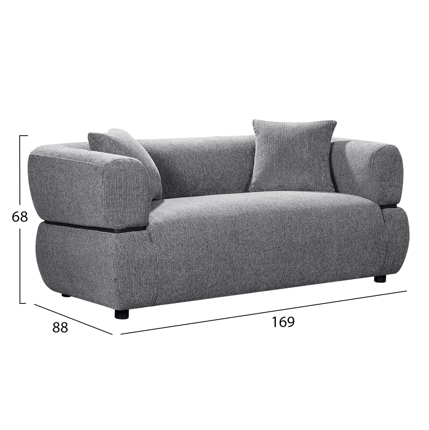 ΚΑΝΑΠΕΣ 2-ΘΕΣΙΟΣ ARCTIS HM3328.01 ΓΚΡΙ ΥΦΑΣΜΑ 169x88x88Υεκ.