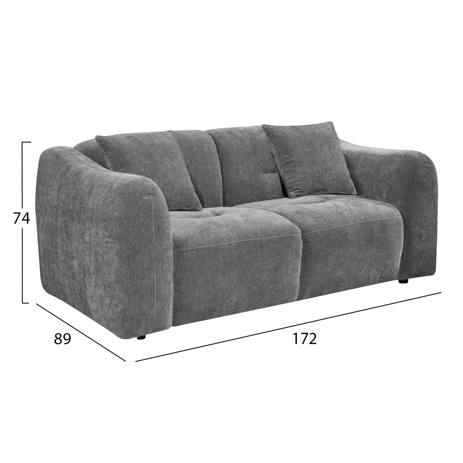 ΚΑΝΑΠΕΣ 2-ΘΕΣΙΟΣ JUNOA HM3334.01 ΓΚΡΙ ΥΦΑΣΜΑ 172x89x74Υεκ