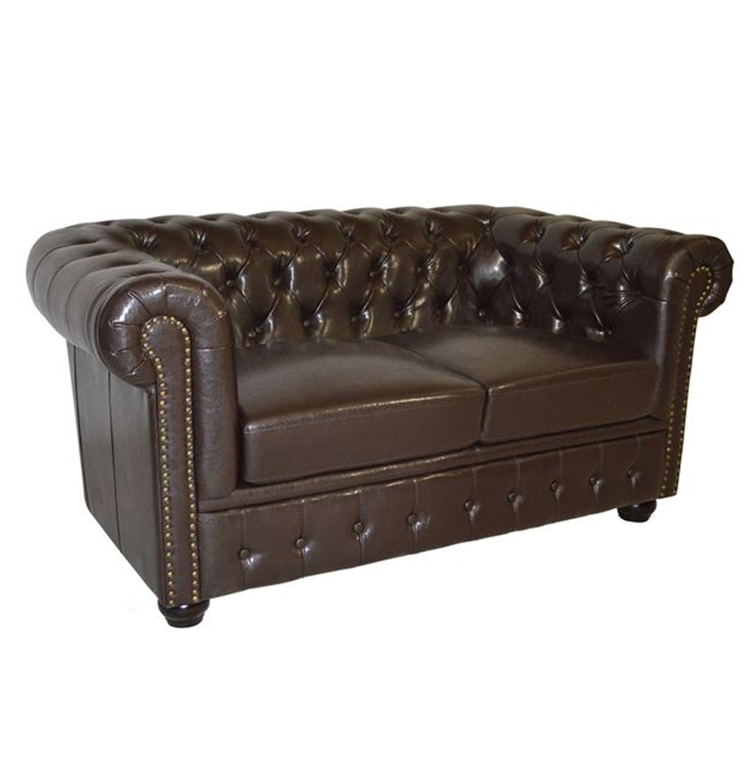 ΚΑΝΑΠΕΣ 2ΘΕΣΙΟΣ T.CHESTERFIELD HM3010.01 ΤΕΧΝΟΔΕΡΜΑ ΣΚΟΥΡΟ ΚΑΦΕ 155x90x73 εκ.
