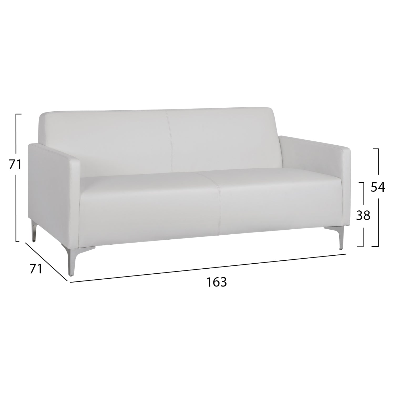 ΚΑΝΑΠΕΣ 3ΘΕΣΙΟΣ NELLIE HM3159.32 ΜΕ ΛΕΥΚΟ PU 163x71x71Υ εκ.