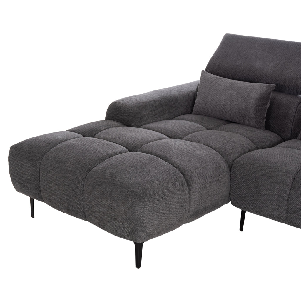 ΚΑΝΑΠΕΣ ΑΡΙΣΤΕΡΗ ΓΩΝΙΑ DIVYA HM3267.12L ΓΚΡΙ ΥΦΑΣΜΑ 260x100-174x104Υεκ.