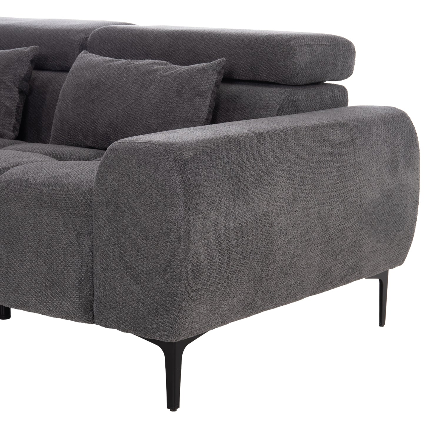 ΚΑΝΑΠΕΣ ΑΡΙΣΤΕΡΗ ΓΩΝΙΑ DIVYA HM3267.12L ΓΚΡΙ ΥΦΑΣΜΑ 260x100-174x104Υεκ.