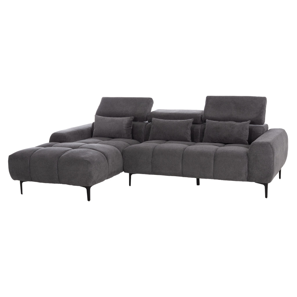 ΚΑΝΑΠΕΣ ΑΡΙΣΤΕΡΗ ΓΩΝΙΑ DIVYA HM3267.12L ΓΚΡΙ ΥΦΑΣΜΑ 260x100-174x104Υεκ.