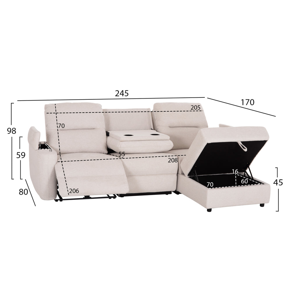 ΚΑΝΑΠΕΣ ΔΕΞΙΑ ΓΩΝΙΑ SYNTHIA HM3308.01R ΑΝΑΚΛΙΣΗ & ΑΠΟΘ.ΧΩΡΟΣ--ΜΠΕΖ 245x170x98Υεκ