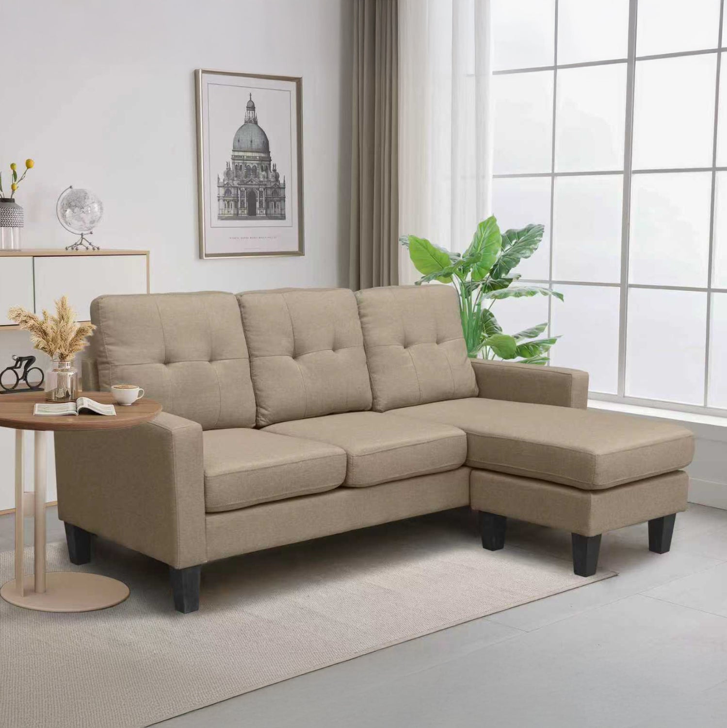 ΚΑΝΑΠΕΣ ΓΩΝΙΑ ΑΝΑΣΤΡΕΨΙΜΗ MEGGY HM3297.03 ΜΠΕΖ ΥΦΑΣΜΑ 184,5x129x86Yεκ.
