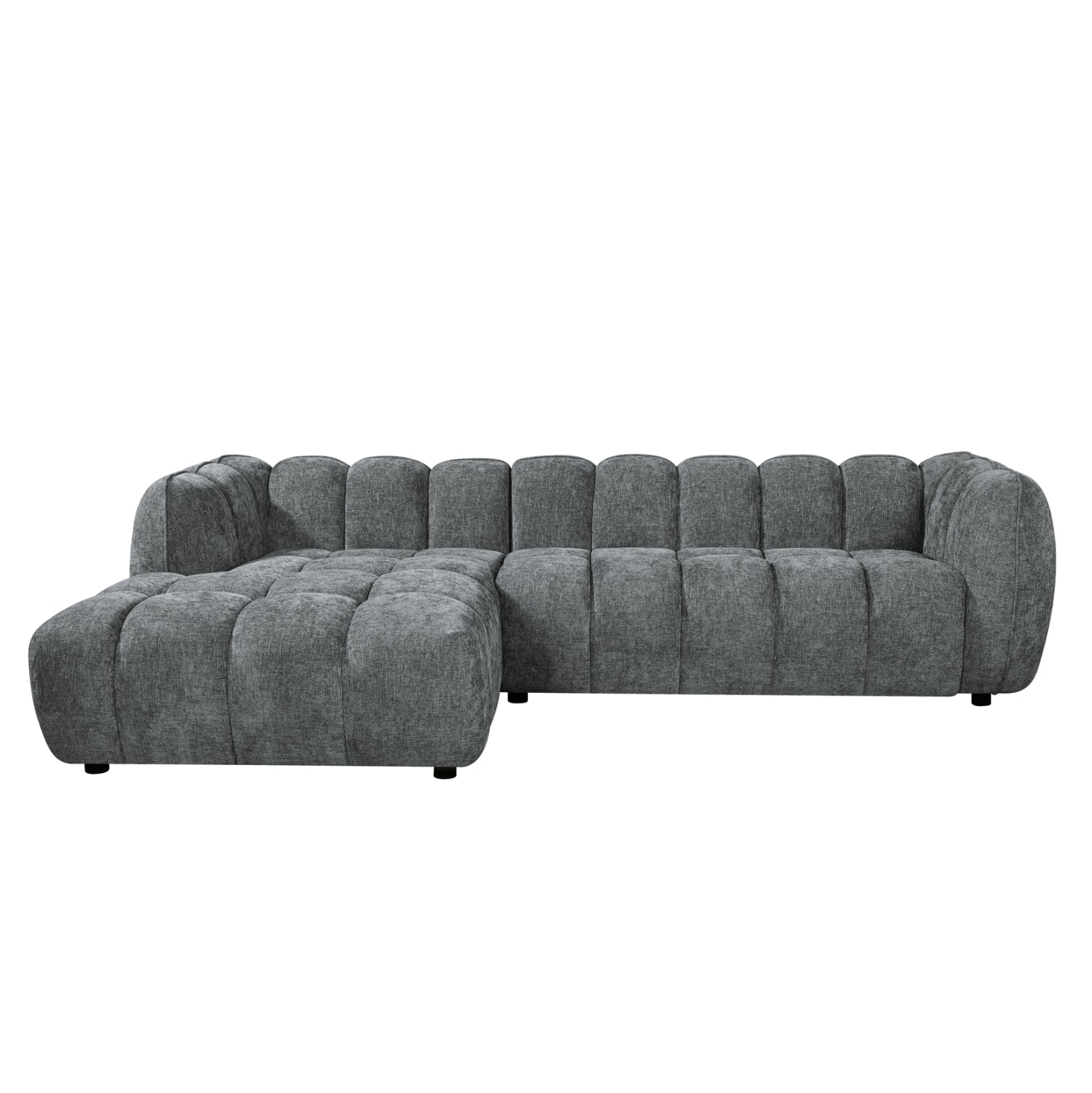 ΚΑΝΑΠΕΣ ΓΩΝΙΑ (ΑΡΙΣΤΕΡΗ) LYKKE HM3326.01L ΓΚΡΙ ΥΦΑΣΜΑ 280x89-165(η γωνία)x70Υ εκ.