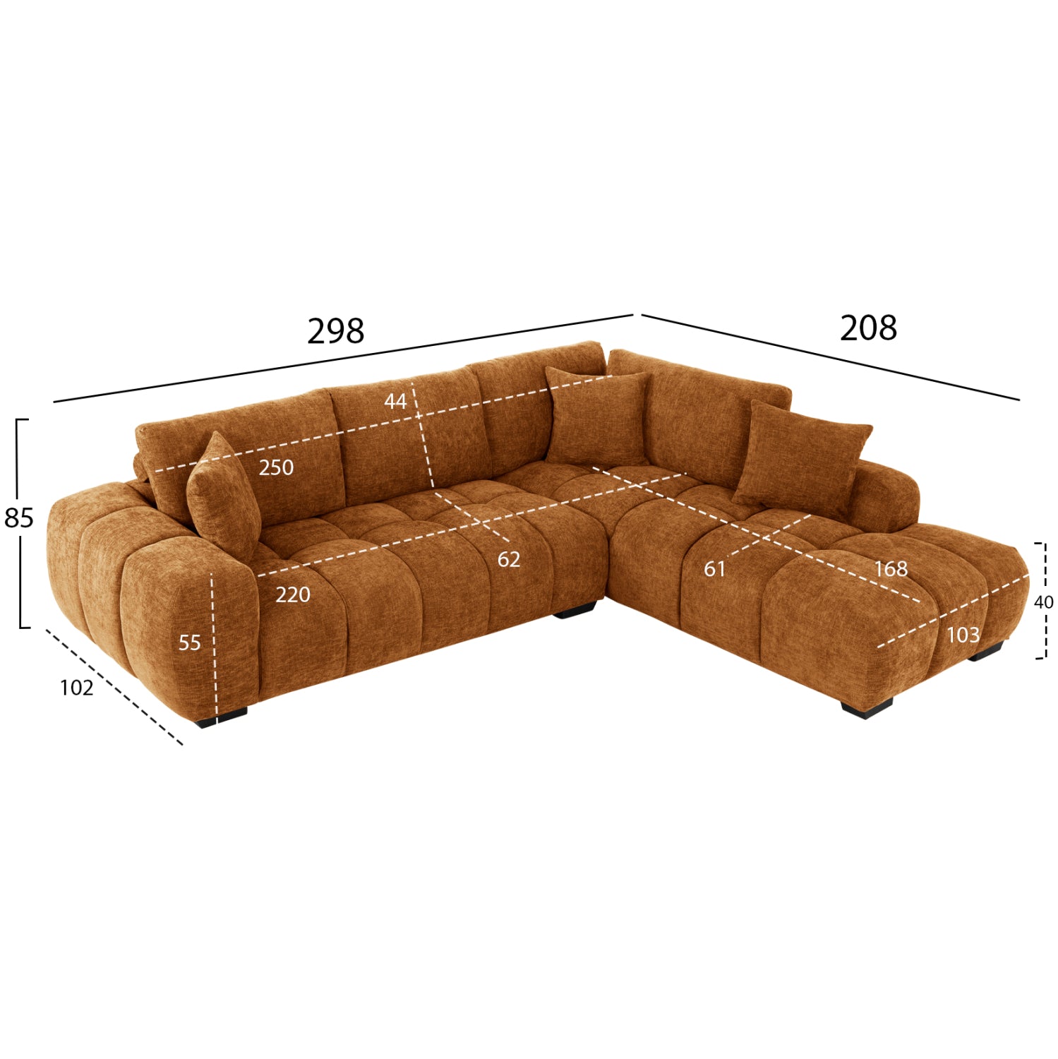 ΚΑΝΑΠΕΣ ΓΩΝΙΑ (ΔΕΞΙΑ) COVEN HM3266.02R ΚΕΡΑΜΙΔΙ ΥΦΑΣΜΑ 298x102-208x85Υεκ.