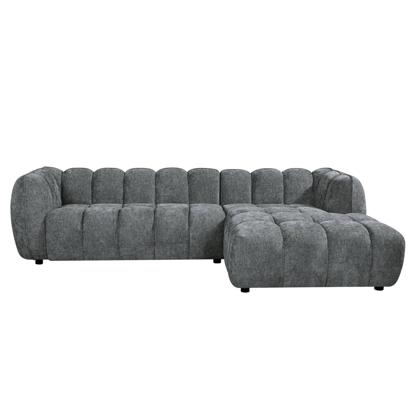 ΚΑΝΑΠΕΣ ΓΩΝΙΑ (ΔΕΞΙΑ) LYKKE HM3326.01R ΓΚΡΙ ΥΦΑΣΜΑ 280x89-165(η γωνία)x70Υεκ