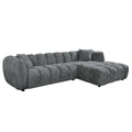 ΚΑΝΑΠΕΣ ΓΩΝΙΑ (ΔΕΞΙΑ) LYKKE HM3326.01R ΓΚΡΙ ΥΦΑΣΜΑ 280x89-165(η γωνία)x70Υεκ