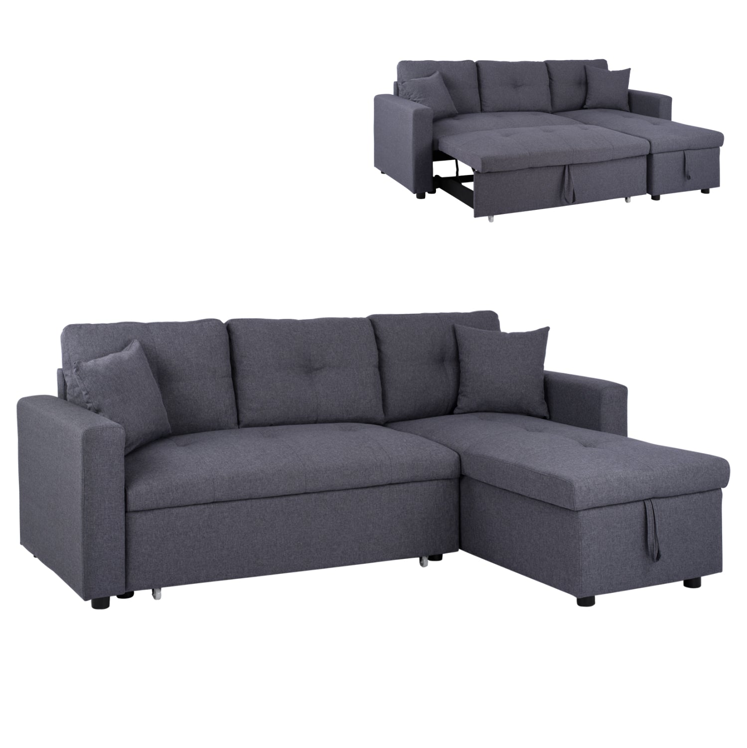 ΚΑΝΑΠΕΣ ΓΩΝΙΑ ΚΡΕΒΑΤΙ WAYNE 224x147x85Υεκ. HM3028.11 ΓΚΡΙ ΥΦΑΣΜΑ