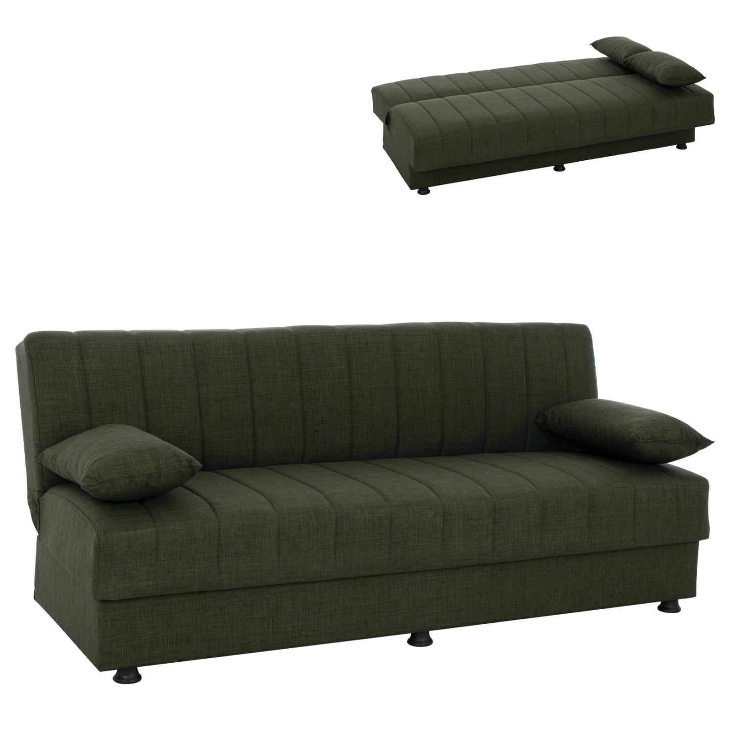 ΚΑΝΑΠΕΣ ΚΡΕΒΑΤΙ ANDRI ΤΡΙΘΕΣΙΟΣ DARK OLIVE HM3239.05 180x72x77 εκ.