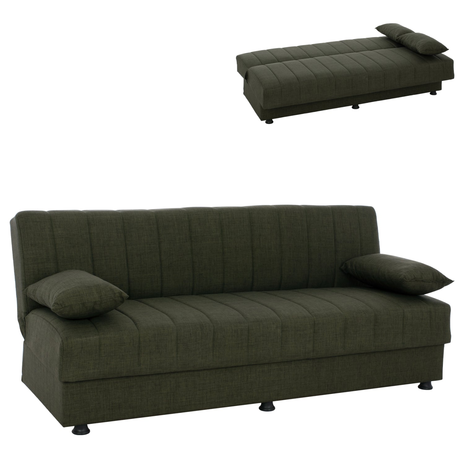 ΚΑΝΑΠΕΣ ΚΡΕΒΑΤΙ ANDRI ΤΡΙΘΕΣΙΟΣ DARK OLIVE HM3239.05 180x72x77 εκ.