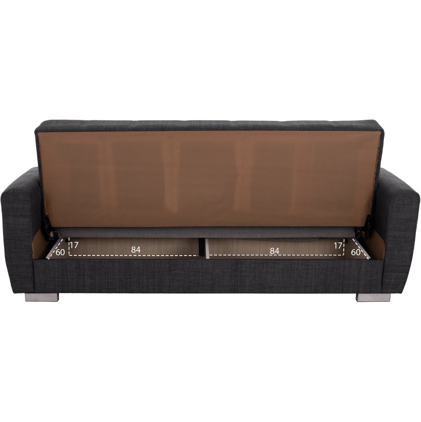 ΚΑΝΑΠΕΣ ΚΡΕΒΑΤΙ POLYA ΤΡΙΘΕΣΙΟΣ HM3240.03 ΓΚΡΙ 215x85x76Υ εκ.