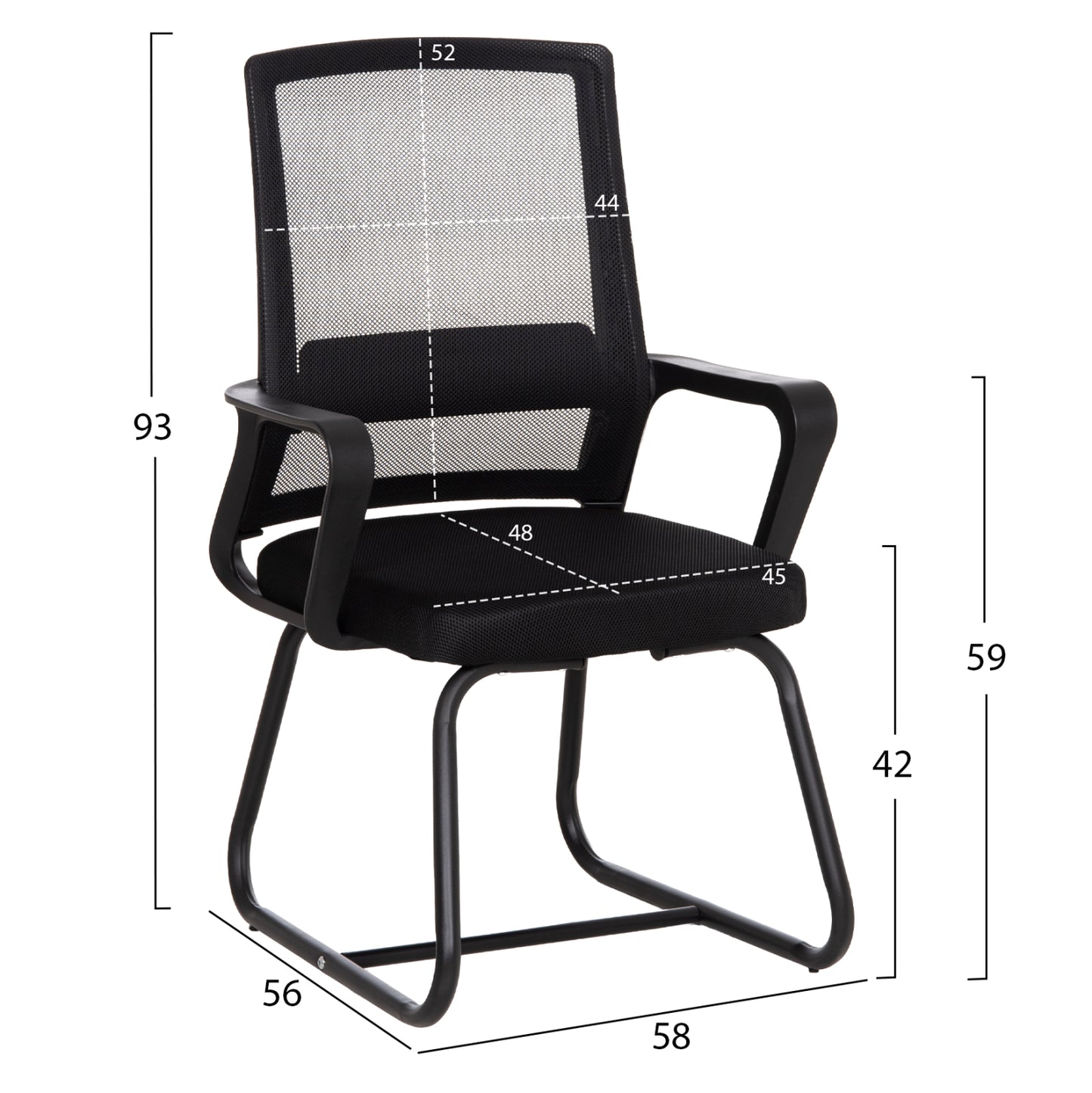 ΚΑΡΕΚΛΑ ΕΠΙΣΚΕΠΤΗ CASTER HM1228.01 PP--MESH--ΜΕΤΑΛΛΟ ΜΑΥΡΟ 46x52x94Υεκ