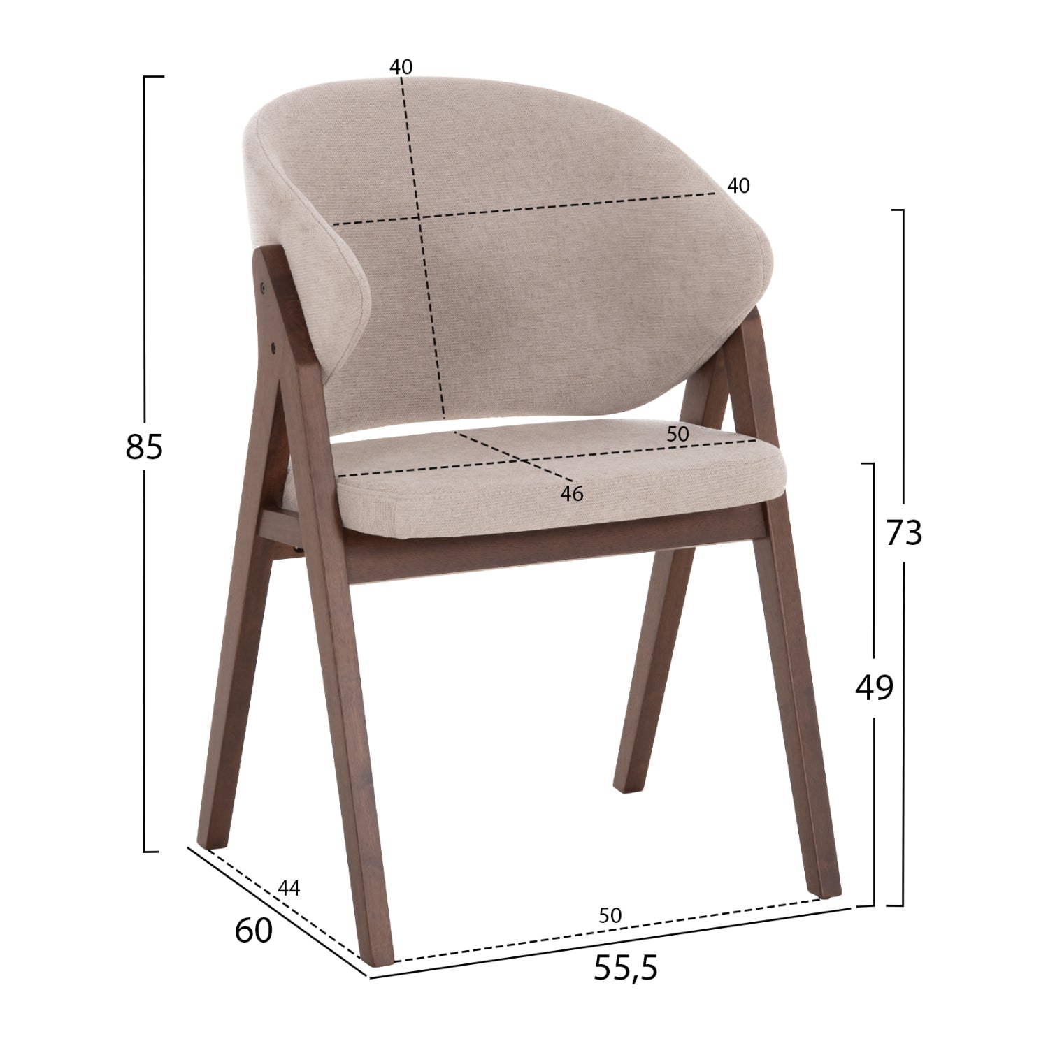 ΚΑΡΕΚΛΑ HANA HM9746.11 RUBBERWOOD ΣΕ ΚΑΡΥΔΙ ΧΡΩΜΑ-ΜΠΕΖ ΥΦΑΣΜΑ 55,5x60x85Yεκ.