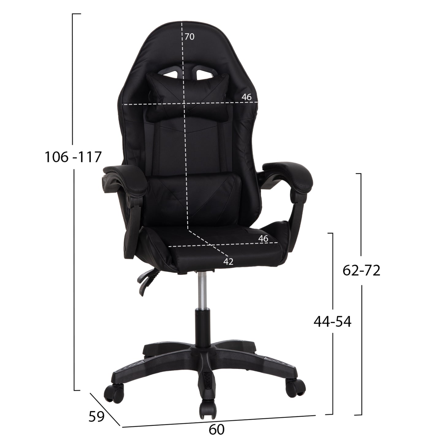 ΚΑΡΕΚΛΑ GAMING STRATUS HM1231.01 ΜΑΥΡΟ PVC--ΜΕ ΜΑΞIΛΑΡΑΚΙΑ ΜΕΣΗΣ/ΚΕΦΑΛΗΣ 60x59x117Υεκ
