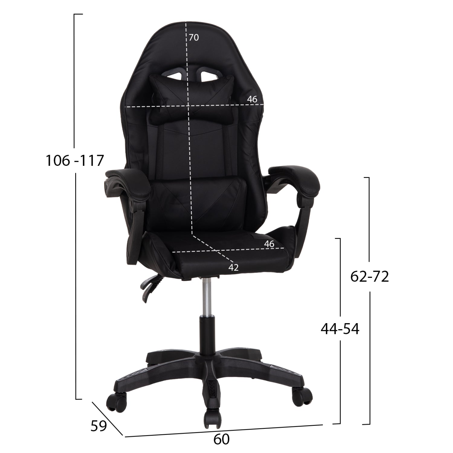 ΚΑΡΕΚΛΑ GAMING STRATUS HM1231.01 ΜΑΥΡΟ PVC--ΜΕ ΜΑΞIΛΑΡΑΚΙΑ ΜΕΣΗΣ/ΚΕΦΑΛΗΣ 60x59x117Υεκ
