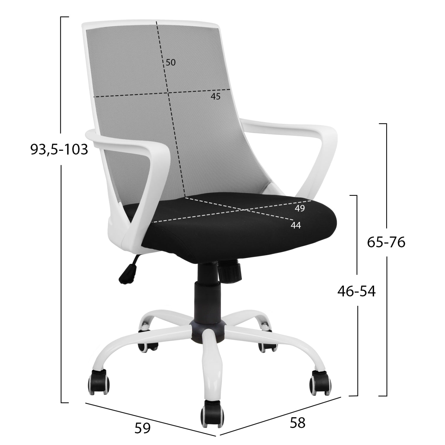 ΚΑΡΕΚΛΑ ΓΡΑΦΕΙΟΥ MALFOI HM1053.21 ΓΚΡΙ MESH & ΠΟΔΙ ΜΕΤΑΛΛΙΚΟ 58x59x103Υεκ