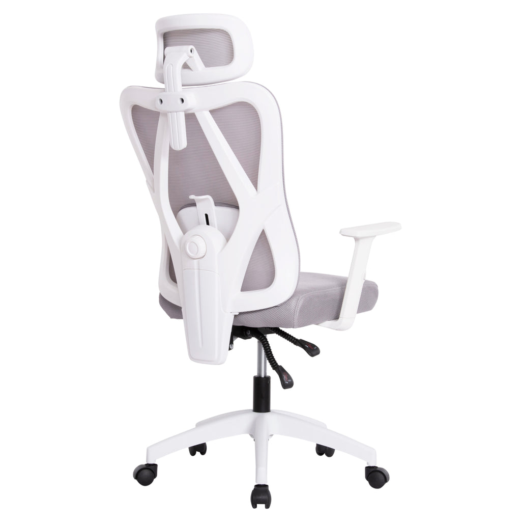 ΚΑΡΕΚΛΑ ΓΡΑΦΕΙΟΥ MEXER HM1195.02 ΓΚΡΙ MESH-PP ΒΑΣΗ-ΣΚΕΛΕΤΟΣ ΛΕΥΚΟΣ 68x70x136Υεκ.