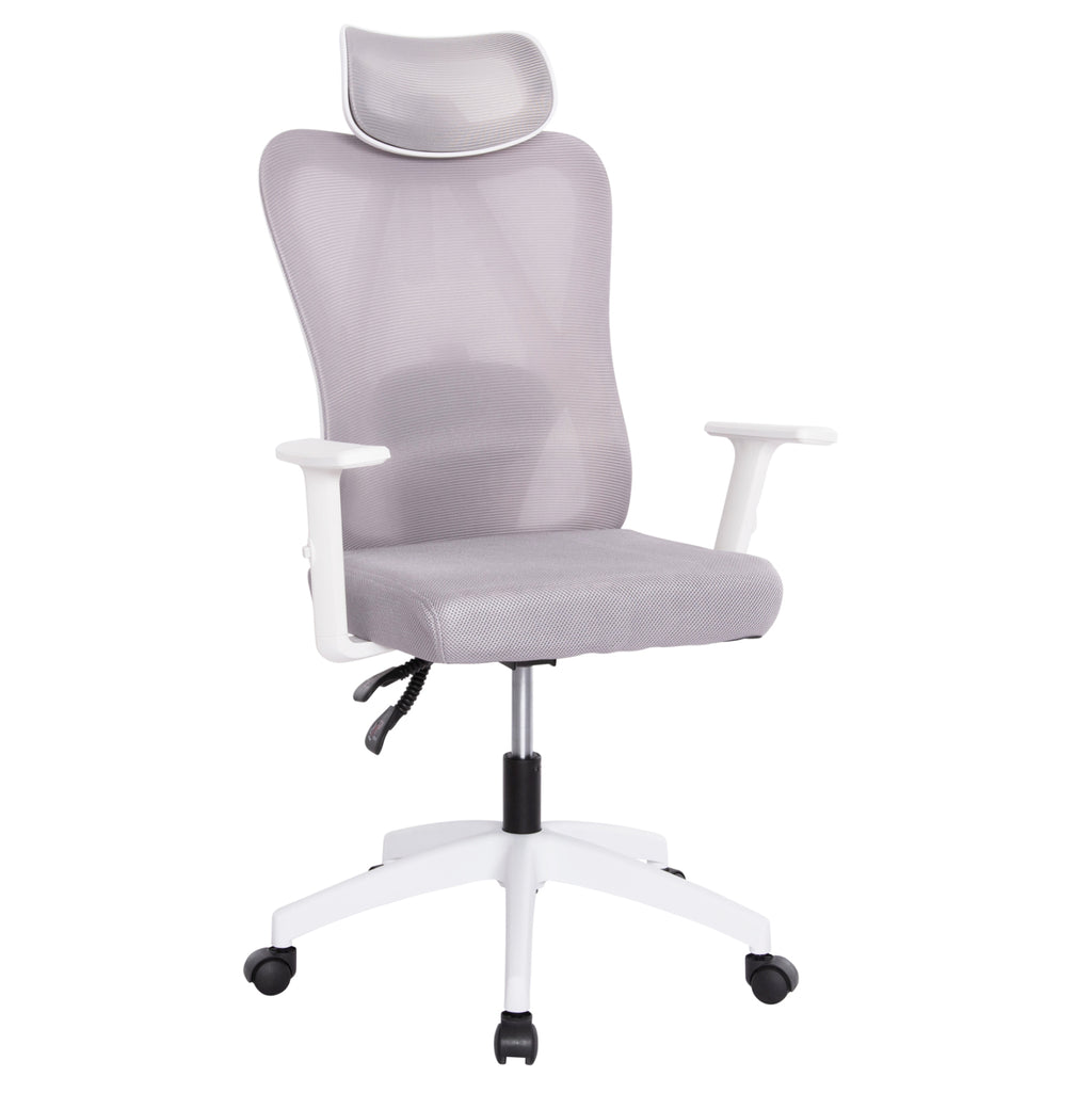 ΚΑΡΕΚΛΑ ΓΡΑΦΕΙΟΥ MEXER HM1195.02 ΓΚΡΙ MESH-PP ΒΑΣΗ-ΣΚΕΛΕΤΟΣ ΛΕΥΚΟΣ 68x70x136Υεκ.