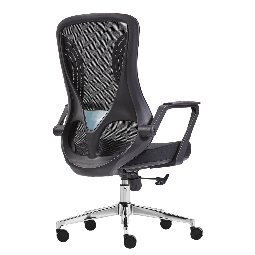 ΚΑΡΕΚΛΑ ΓΡΑΦΕΙΟΥ DECIFER HM1212.01 ΜΑΥΡO MESH-ΒΑΣΗ ΧΡΩΜΙΟΥ 61x60x110Υεκ.