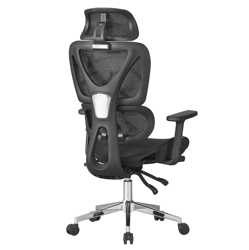 ΚΑΡΕΚΛΑ ΓΡΑΦΕΙΟΥ NOVAR HM1217.01 ΜΑΥΡO MESH--ΒΑΣΗ ΧΡΩΜΙΟΥ 51x49x129Υεκ