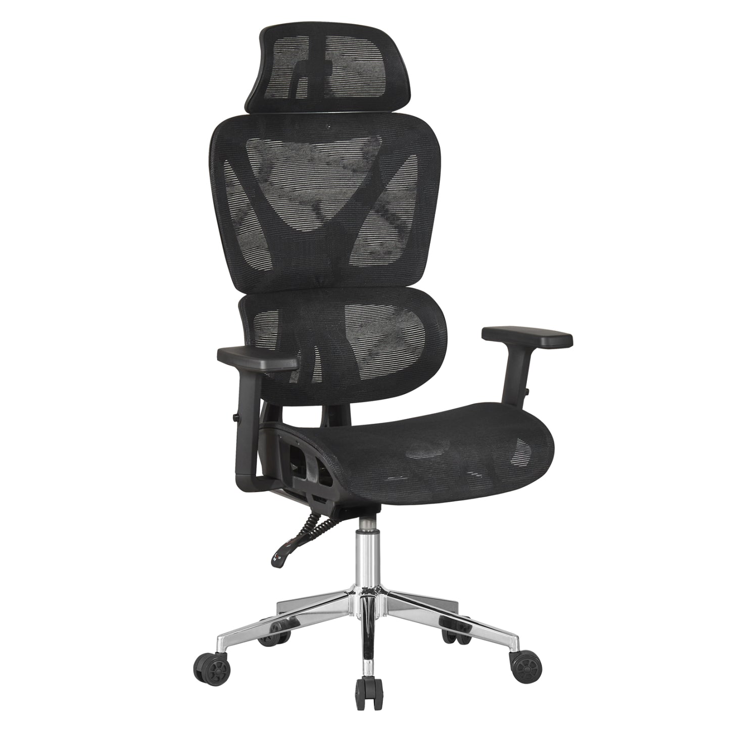 ΚΑΡΕΚΛΑ ΓΡΑΦΕΙΟΥ NOVAR HM1217.01 ΜΑΥΡO MESH--ΒΑΣΗ ΧΡΩΜΙΟΥ 51x49x129Υεκ