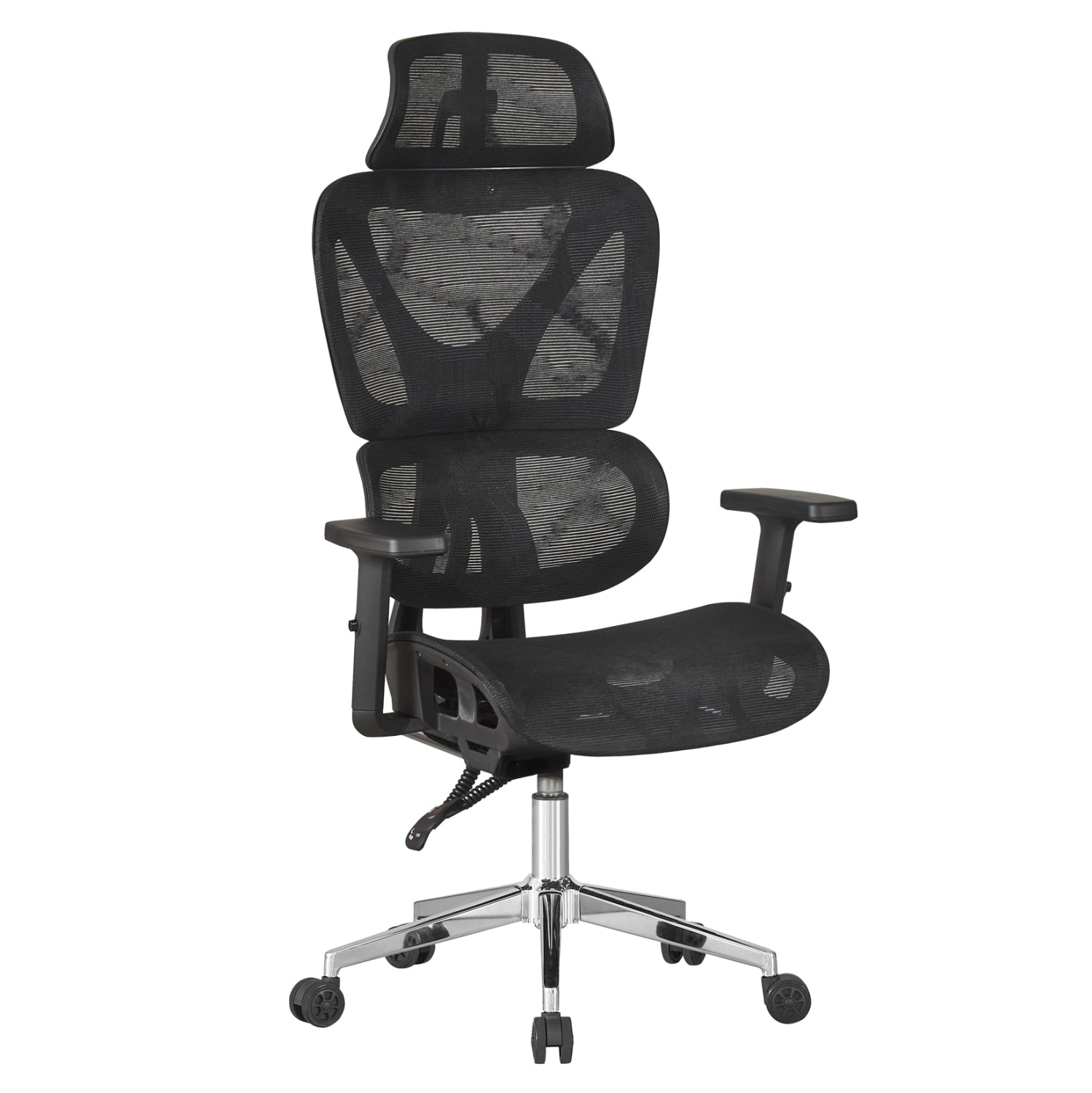 ΚΑΡΕΚΛΑ ΓΡΑΦΕΙΟΥ NOVAR HM1217.01 ΜΑΥΡO MESH--ΒΑΣΗ ΧΡΩΜΙΟΥ 51x49x129Υεκ