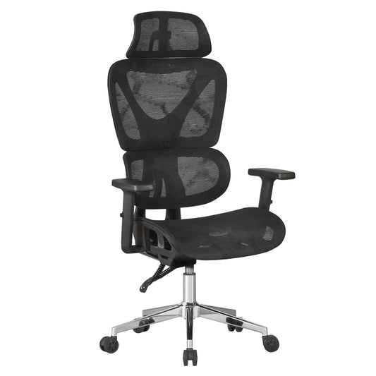 ΚΑΡΕΚΛΑ ΓΡΑΦΕΙΟΥ NOVAR HM1217.01 ΜΑΥΡO MESH--ΒΑΣΗ ΧΡΩΜΙΟΥ 51x49x129Υεκ