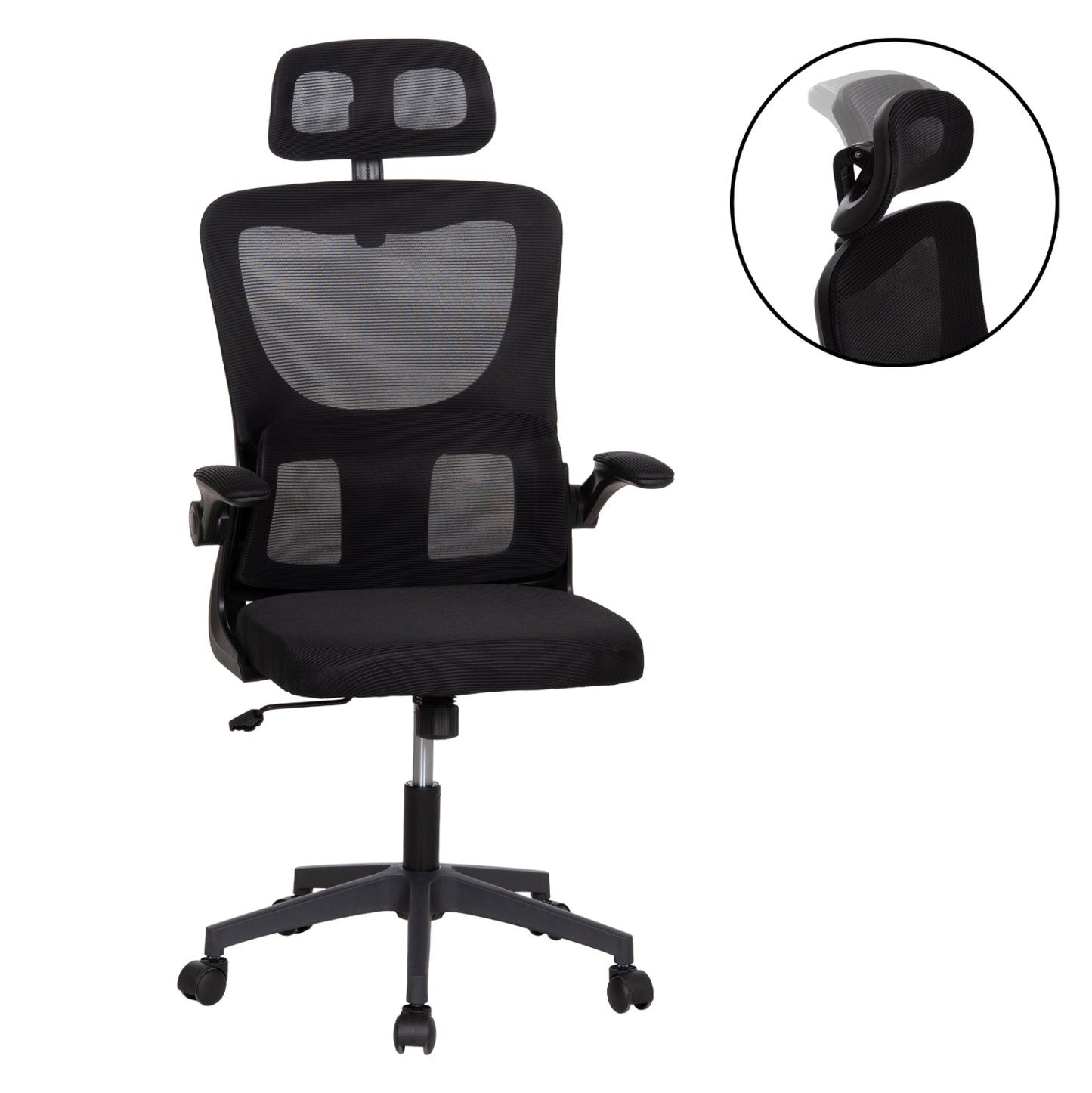ΚΑΡΕΚΛΑ ΓΡΑΦΕΙΟΥ KESI HM1222.01 ΜΑΥΡO MESH & PP 61x62x125Υεκ.