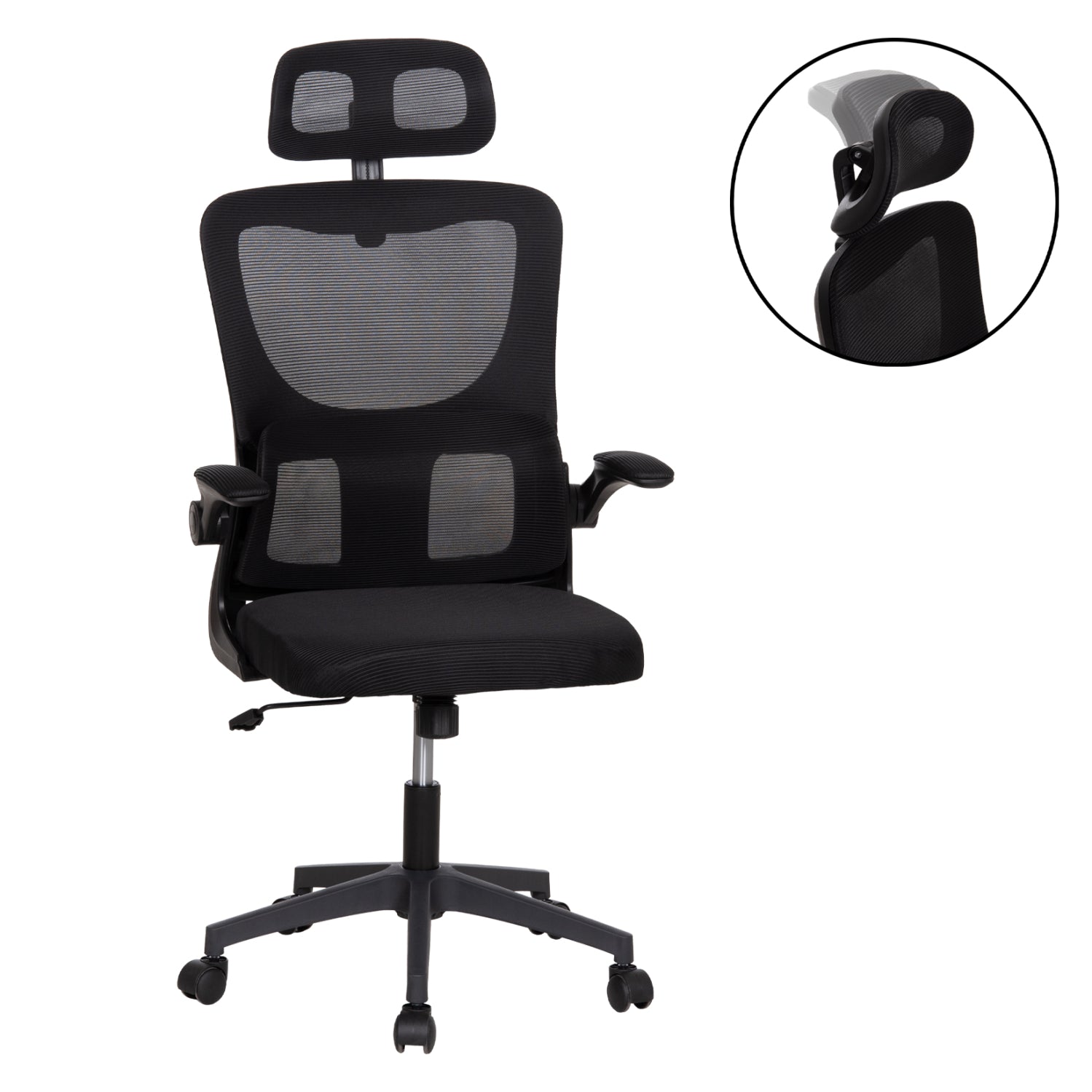 ΚΑΡΕΚΛΑ ΓΡΑΦΕΙΟΥ KESI HM1222.01 ΜΑΥΡO MESH & PP 61x62x125Υεκ.
