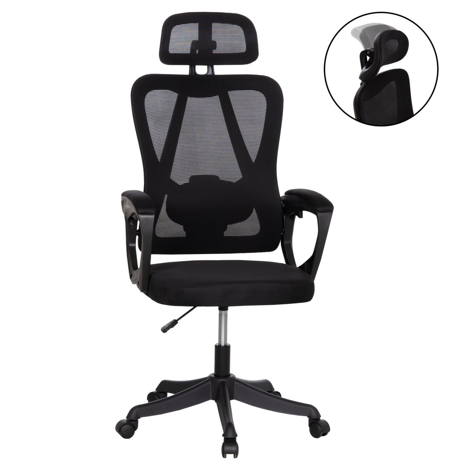 ΚΑΡΕΚΛΑ ΓΡΑΦΕΙΟΥ FRANTIC HM1224.01 ΜΑΥΡO MESH & ΠΟΛΥΠΡΟΠΥΛΕΝΙΟ 60x66x130Υεκ