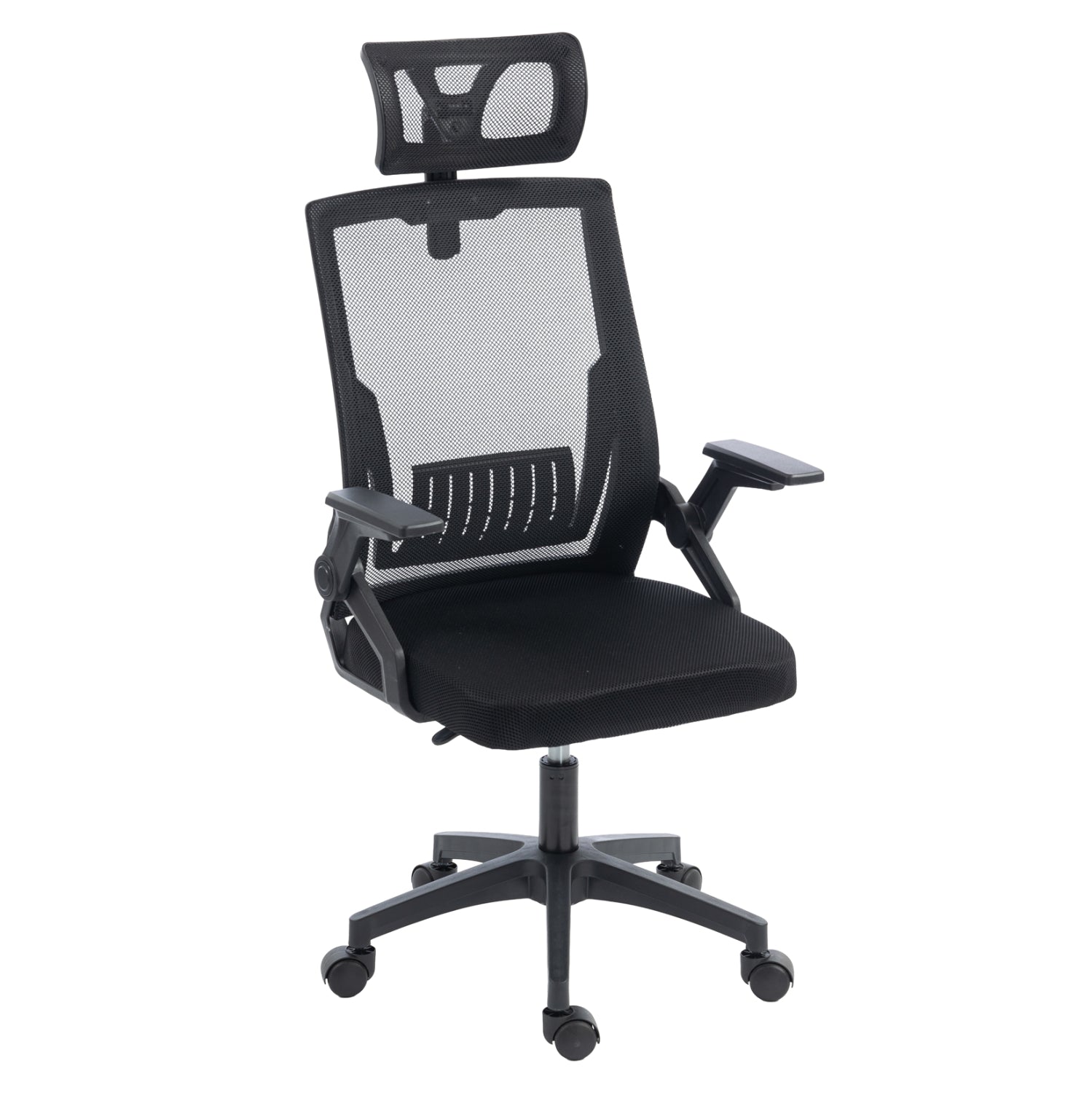 ΚΑΡΕΚΛΑ ΓΡΑΦΕΙΟΥ MATRON HM1226.01 ΜΑΥΡO PP & MESH ΥΦΑΣΜΑ 47x47x128Υεκ