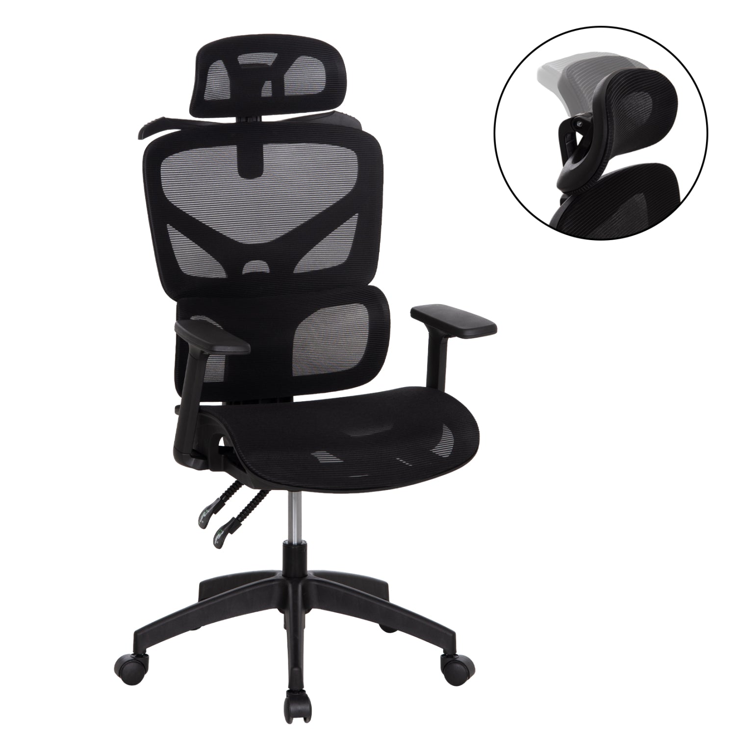 ΚΑΡΕΚΛΑ ΓΡΑΦΕΙΟΥ APEX HM1227.01 ΜΑΥΡO MESH & PP 70x66x113-130Υεκ