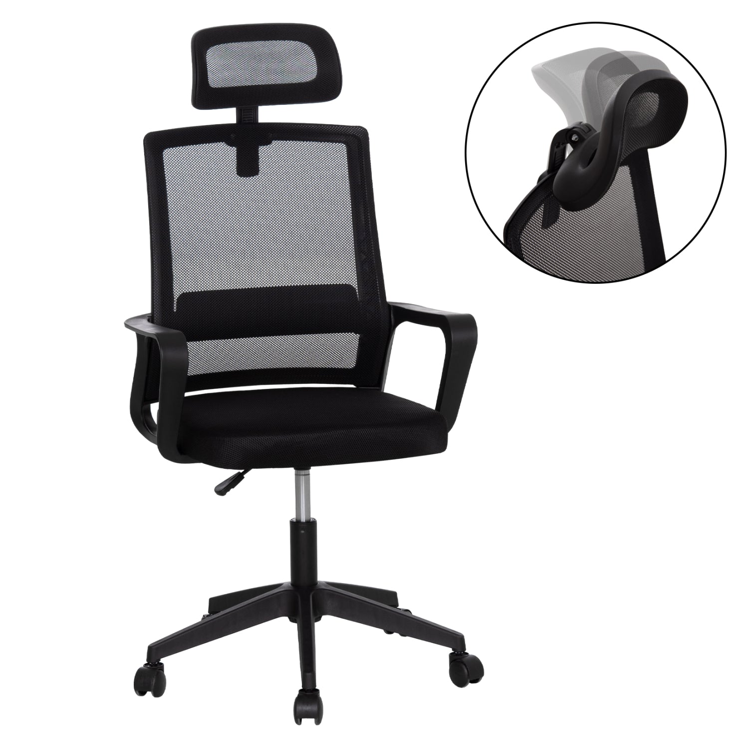 ΚΑΡΕΚΛΑ ΓΡΑΦΕΙΟΥ VELOCITY HM1229.01 ΜΑΥΡO MESH & PP 60x62x123Υεκ