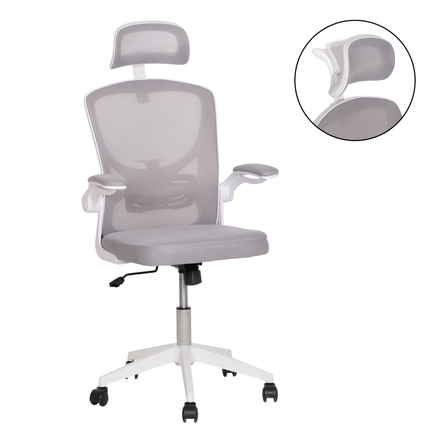 ΚΑΡΕΚΛΑ ΓΡΑΦΕΙΟΥ FLOATER HM1230.02 ΛΕΥΚΟ PP--ΑΝΟΙΧΤΟ ΓΚΡΙ MESH 62x62x115-125Υεκ