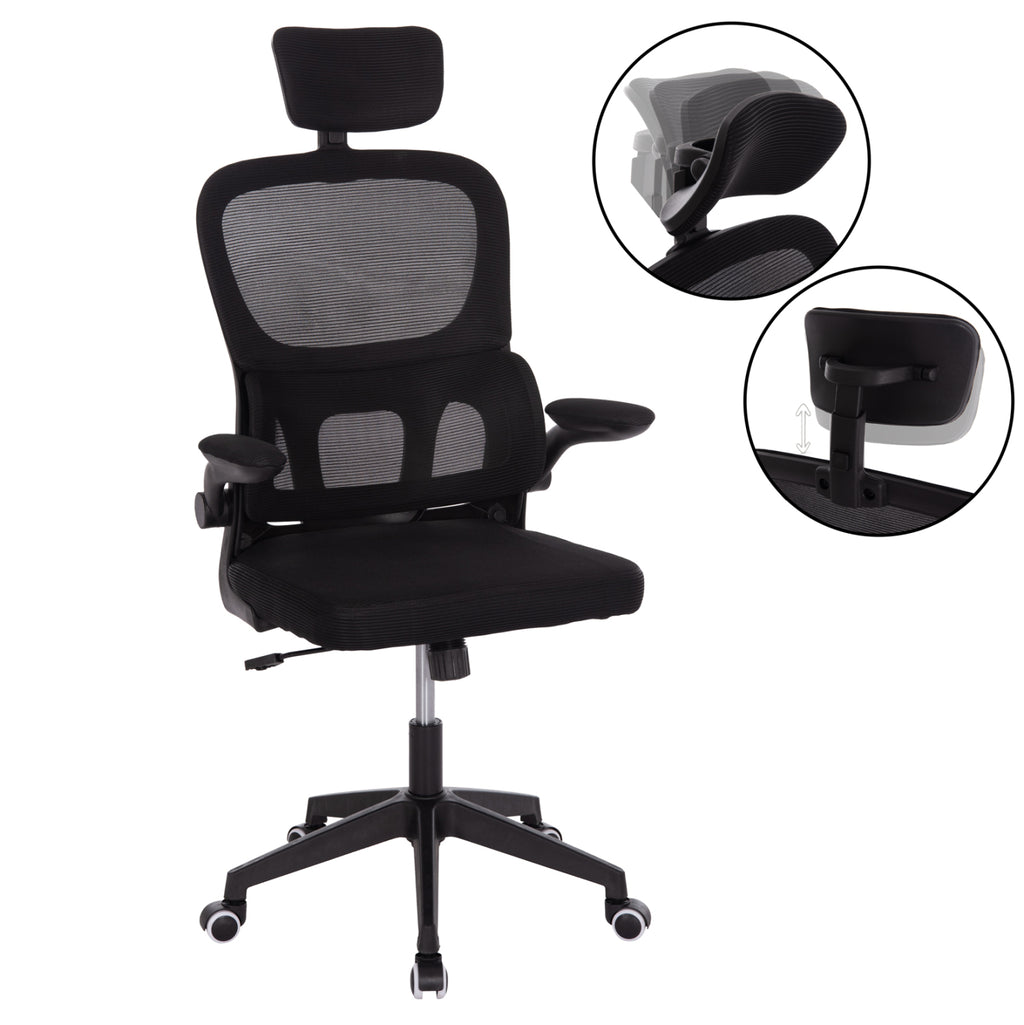 ΚΑΡΕΚΛΑ ΓΡΑΦΕΙΟΥ BASTON HM18236.01 ΜΑΥΡΟ MESH & PP ΣΚΕΛΕΤΟΣ 64x60x117-127Υεκ.