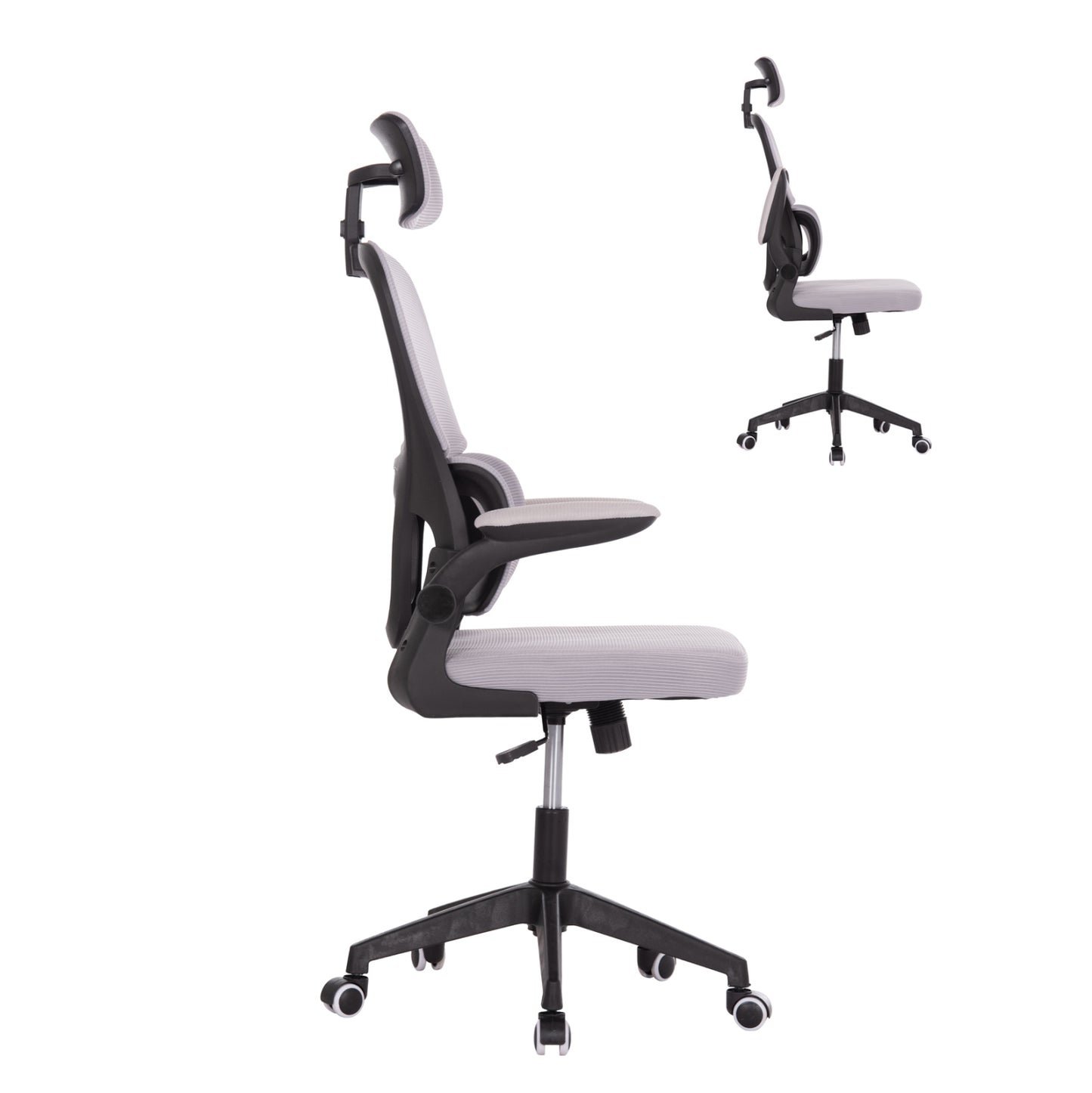 ΚΑΡΕΚΛΑ ΓΡΑΦΕΙΟΥ BASTON HM18236.02 ΓΚΡΙ MESH & ΜΑΥΡΟ PP ΣΚΕΛΕΤΟΣ 64x60x127Υεκ.
