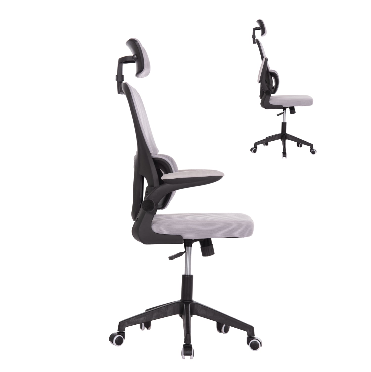 ΚΑΡΕΚΛΑ ΓΡΑΦΕΙΟΥ BASTON HM18236.02 ΓΚΡΙ MESH & ΜΑΥΡΟ PP ΣΚΕΛΕΤΟΣ 64x60x127Υεκ.