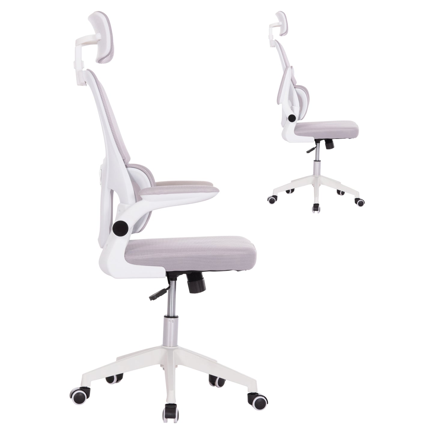 ΚΑΡΕΚΛΑ ΓΡΑΦΕΙΟΥ BASTON HM18236.03 ΓΚΡΙ MESH & ΛΕΥΚΟΣ PP ΣΚΕΛΕΤΟΣ 64x60x127Υεκ.