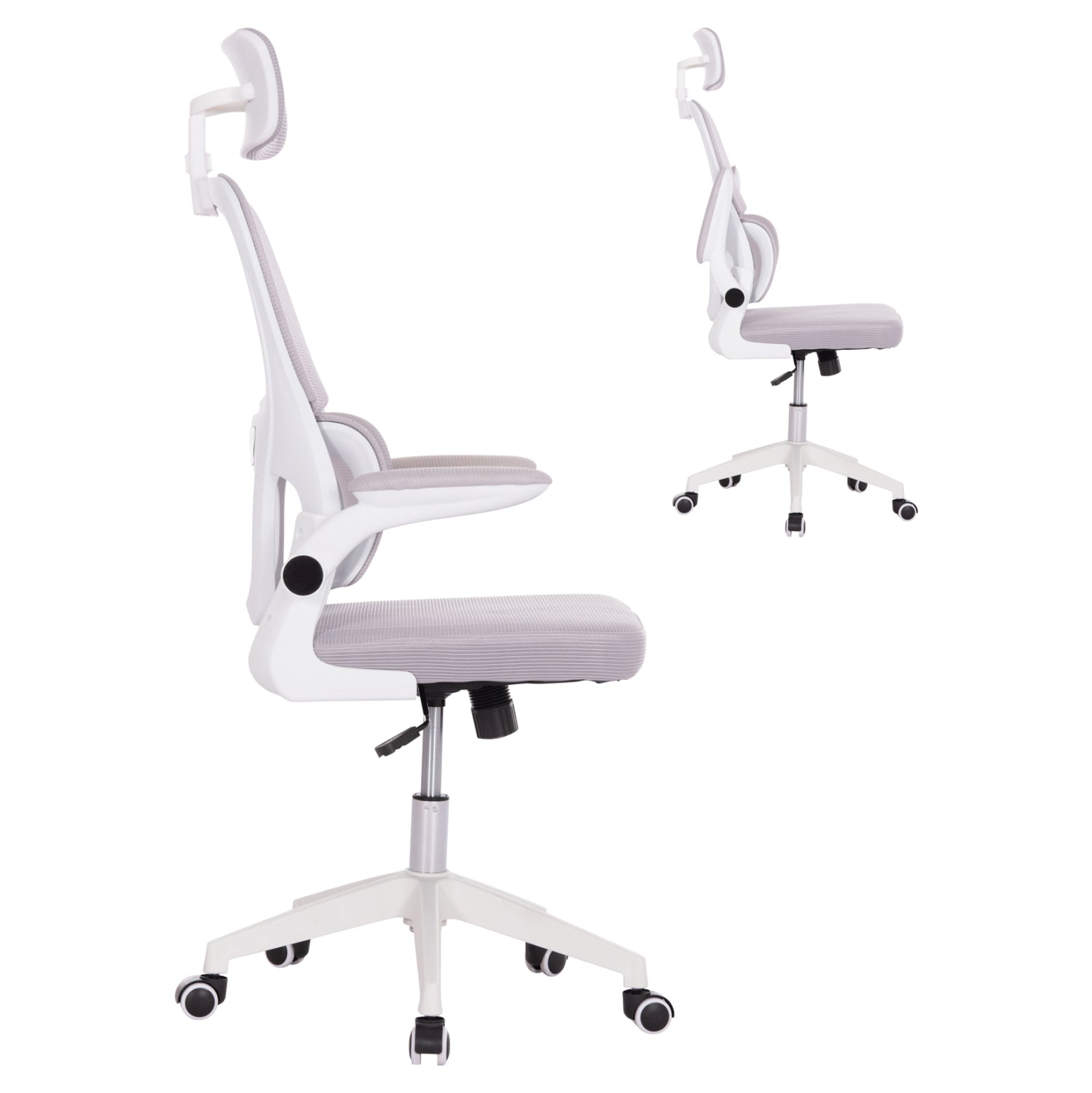 ΚΑΡΕΚΛΑ ΓΡΑΦΕΙΟΥ BASTON HM18236.03 ΓΚΡΙ MESH & ΛΕΥΚΟΣ PP ΣΚΕΛΕΤΟΣ 64x60x127Υεκ.