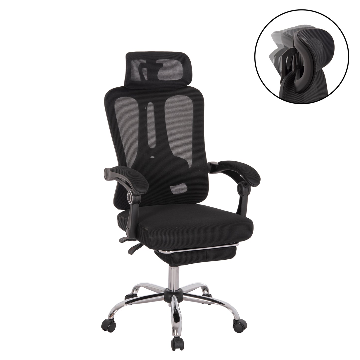ΚΑΡΕΚΛΑ ΓΡΑΦΕΙΟΥ BARNET HM18258.01 ΜΑΥΡΟ MESH-ΜΑΥΡΟΣ ΣΚΕΛΕΤΟΣ NYLON 61x62x123Υ