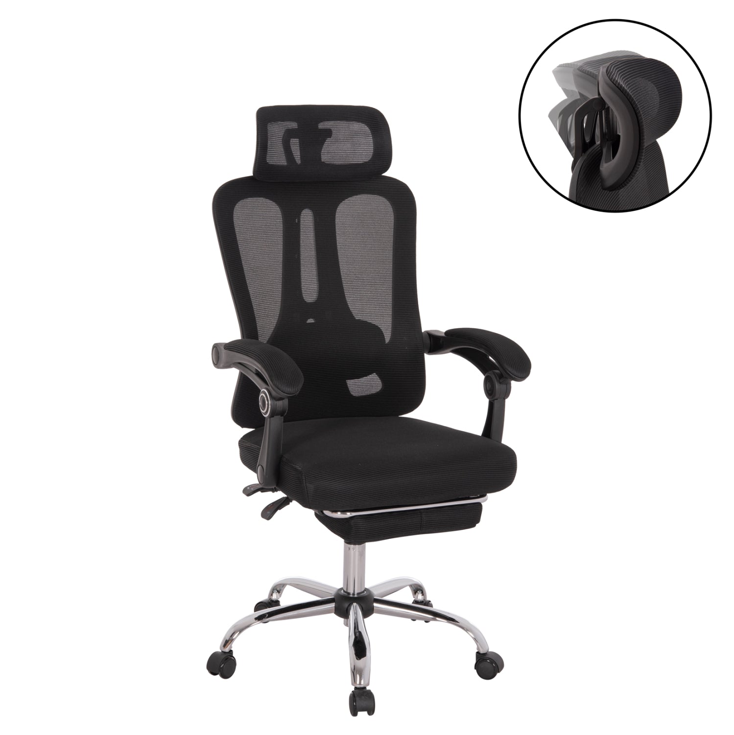 ΚΑΡΕΚΛΑ ΓΡΑΦΕΙΟΥ BARNET HM18258.01 ΜΑΥΡΟ MESH-ΜΑΥΡΟΣ ΣΚΕΛΕΤΟΣ NYLON 61x62x123Υ