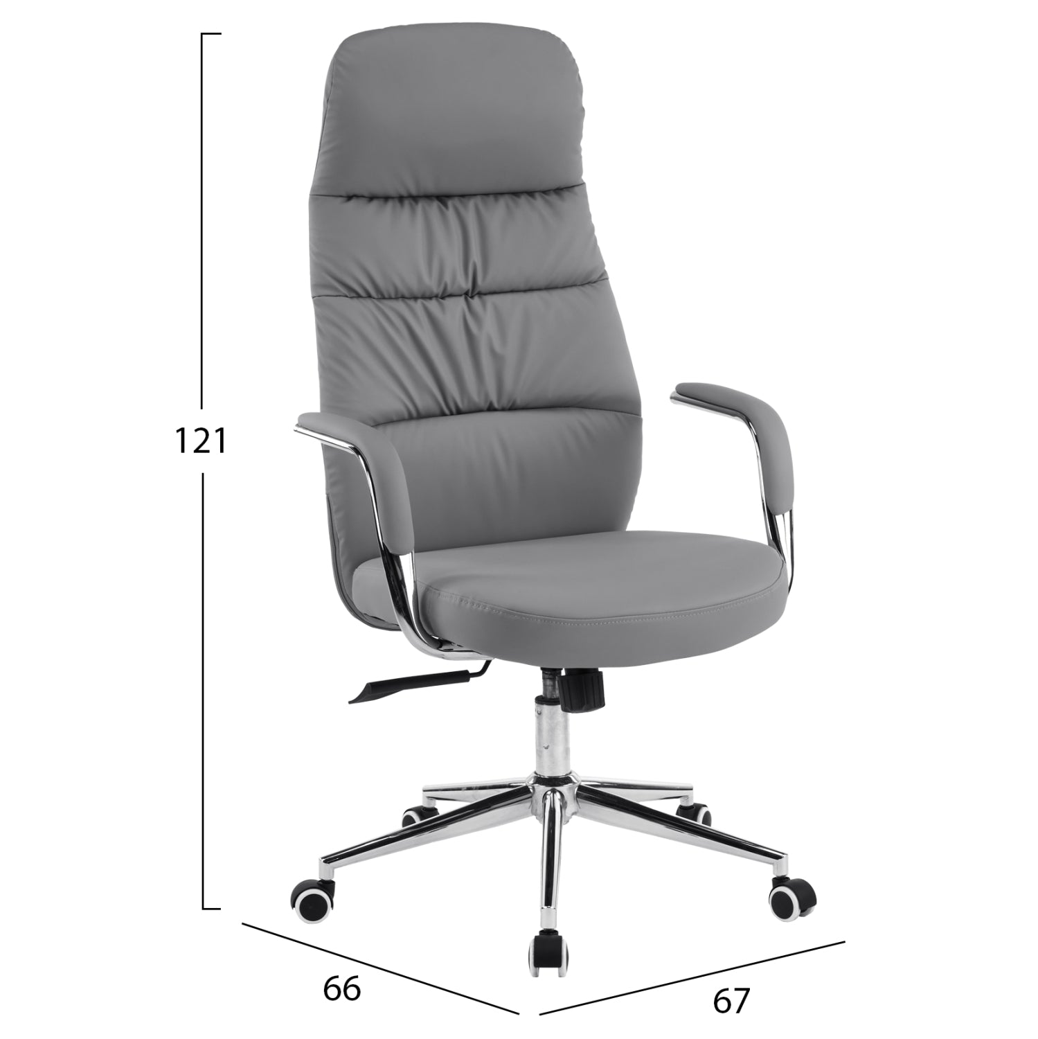 ΚΑΡΕΚΛΑ ΓΡΑΦΕΙΟΥ TEETER HM18355.10 ΓΚΡΙ PU ΔΕΡΜΑ--ΒΑΣΗ ΧΡΩΜΙΟΥ 67x66x121Υεκ