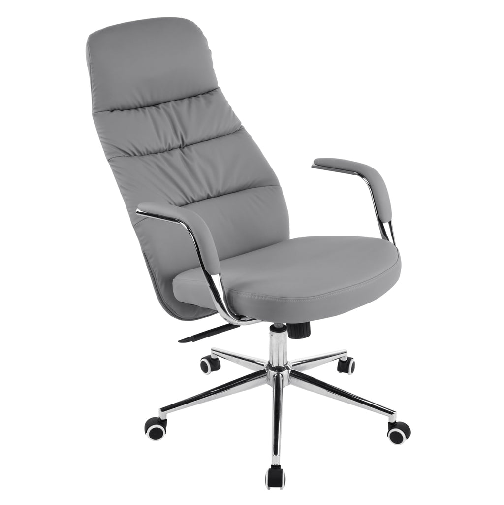 ΚΑΡΕΚΛΑ ΓΡΑΦΕΙΟΥ TEETER HM18355.10 ΓΚΡΙ PU ΔΕΡΜΑ--ΒΑΣΗ ΧΡΩΜΙΟΥ 67x66x121Υεκ